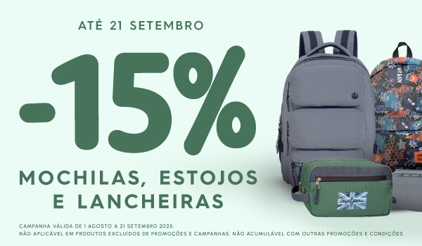 Várias mochilas em tons de verde num fundo claro